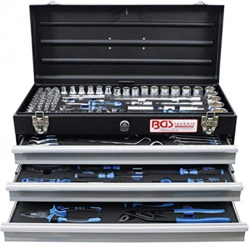 BGS 3318 | Metall-Werkzeugkoffer | mit 143 Werkzeugen | 3 Schubladen | mit Werkzeug gefüllt - 2