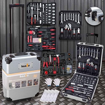 hanSe® Werkzeugkoffer Maxi 1050-teilig Werkzeug Trolley gefüllt Werkzeugkasten Werkzeugkiste Heimwerker Werkzeugset - 3