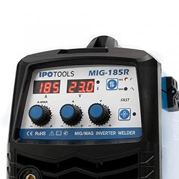 IPOTOOLS MIG-185R Inverter Schweißgerät MIG MAG - Schutzgas Schweissgerät mit 185 Ampere auch FLUX/Fülldraht und Elektroden geeignet mit/E-Hand/Digitalanzeige/IGBT / 230V / 7 Jahre Garantie - 4