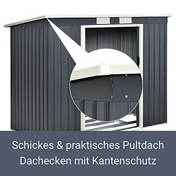 Juskys Metall Gerätehaus M mit Pultdach, Schiebetür & Fundament | 4m³ | anthrazit | Geräteschuppen Gartenhaus Schuppen Metallgerätehaus - 6