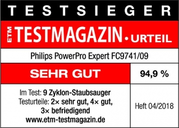 Philips FC9741/09 beutelloser Staubsauger PowerPro Expert (TriActive Standard-Düse, 900 W, 2 L Staubvolumen, integriertes Zubehör) schwarz - 6