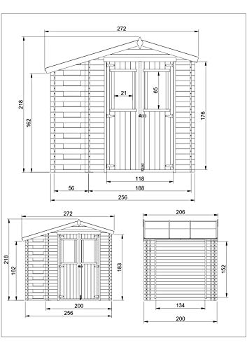 TIMBELA Holzhaus Gartenhaus mit Brennholzschuppen M386C - Gartenschuppen Holz B272xL206xH218 cm/ 3,53 + 0,97 m2 Lagerschuppen für Garten - Fahrrad Schuppen - Wasserfestes Dach - 4