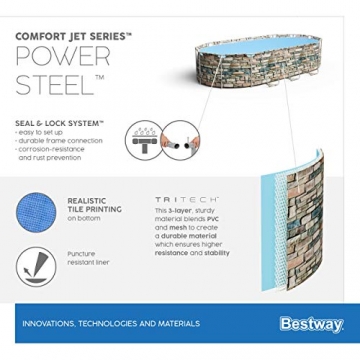 Bestway Power Steel Comfort Jet Frame Pool, 610 x 366 x 122 cm, Komplett-Set mit Filterpumpe, oval, Stein-Optik - 16