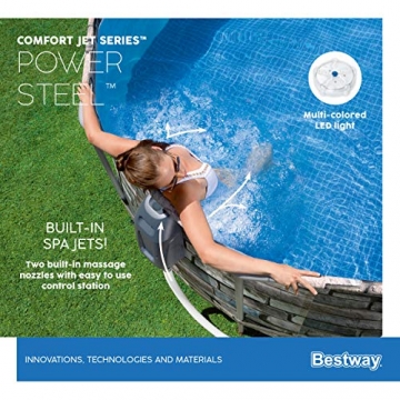 Bestway Power Steel Comfort Jet Frame Pool, 610 x 366 x 122 cm, Komplett-Set mit Filterpumpe, oval, Stein-Optik - 17