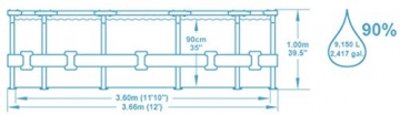 Bestway Power Steel Deluxe, Frame Pool rund mit stabilem Stahlrahmen im Komplett-Set, Rattan-Optik, 366x100 cm - 9