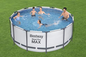 Bestway Steel Pro MAX Aufstellpool Komplett-Set mit Filterpumpe Ø 366 x 122 cm, grau, rund - 2