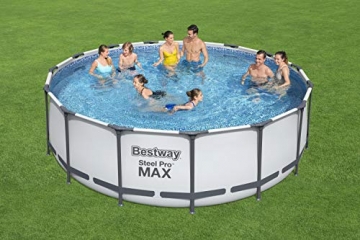 Bestway Steel Pro MAX Aufstellpool Komplett-Set mit Filterpumpe Ø 457 x 122 cm, grau, rund - 2