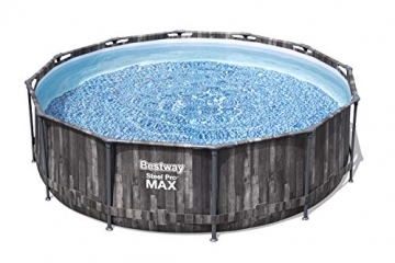 Bestway Steel Pro MAX Frame Pool,366 x 100 cm, Komplett-Set mit Filterpumpe, rund, Holz-Optik - 11
