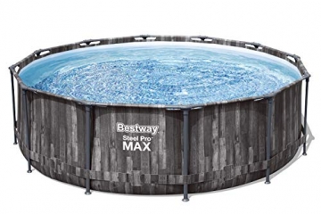 Bestway Steel Pro MAX Frame Pool,366 x 100 cm, Komplett-Set mit Filterpumpe, rund, Holz-Optik - 9