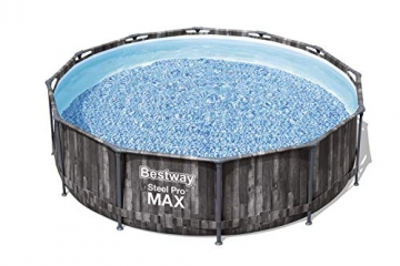 Bestway Steel Pro MAX Frame Pool,366 x 100 cm, Komplett-Set mit Filterpumpe, rund, Holz-Optik - 10