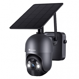 Ctronics Überwachungskamera Aussen Akku 15000mAh 355°/95° Schwenkbar mit Solarpanel, 100% Kabellos PTZ WLAN IP Kamera Outdoor, PIR und Radar Erkennung, Farbige Nachtsicht mit Spotlight, 2-Wege-Audio - 1