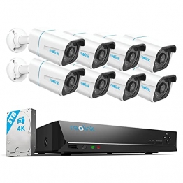 Reolink 4K 16CH Überwachungskamera Aussen Set, Smarter Personenerkennung und Fahrzeugerkennung Videoüberwachung mit 8X 8MP PoE IP Kamera und 3TB HDD NVR, IP66, 30M Nachtsicht mit Audio, RLK16-810B8-A - 1