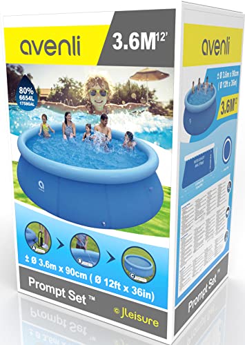 Avenli Pool 360 x 90 cm Family Prompt Set Pool Aufstellpool ohne Pumpe Pool-Set blau Gartenpool rund Schwimmbecken für Familien & Kinder (366 x 91 cm) - 3