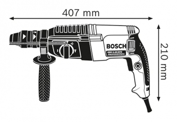 Bosch Professional Bohrhammer GBH 2-26 DFR (inkl. Tiefenanschlag 210 mm, SDS plus Schnellwechselbohrfutter, Zusatzhandgriff, Schnellwechselbohrfutter 13mm, im Koffer) - 2