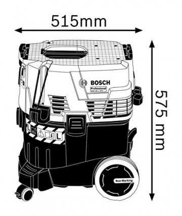 Bosch Professional Nass-/Trockensauger GAS 35 L AFC (inkl. 1x Zellulose-Flachfaltenflter, Fugendüse, Entsorgungssack, Krümmer, Bodendüsen-Set, 3x0,35 m Saugrohr, Schlauch 5 m mit Werkzeugmuffe) - 5