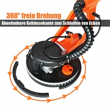 COSTWAY Trockenbauschleifer Deckenschleifer Staubsammelsystem, Wandschleifmaschine / 750W / 800-1750 U/min / Ø225mm / 12 Schleifscheiben/LED-Licht - 7