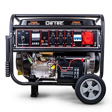 DeTec. 7 kW Benzin Stromgenerator DT-LB7500E-3, 230V AVR 400V, 25 L Tankvolumen, Starkstrom - 2