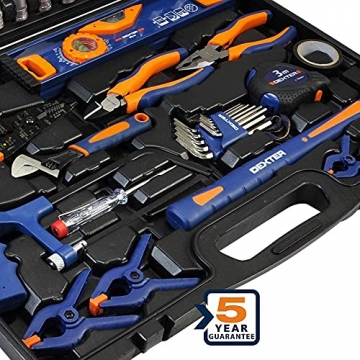 DEXTER - 108-teiliger Werkzeugkoffer - Werkzeugset - Werkzeugkasten - mit Zangen, Schlüssel, Schraubendreher, Metallsäge und vieles mehr - 2