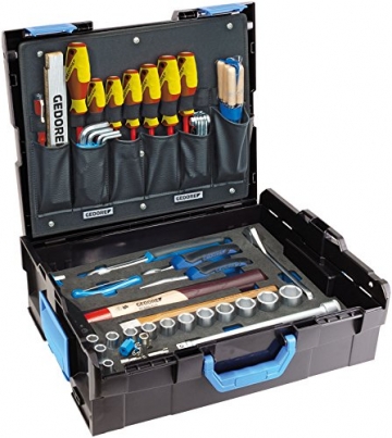 GEDORE Werkzeugkoffer L-BOXX 136, Set 58-teilig, gefüllt, Werkzeug für Hand- und Heimwerker, im Kunststoffkoffer, 1100-01 - 