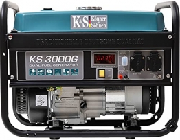 Könner & Söhnen KS 3000G - Hybrid Benzin-LPG 4-Takt Stromerzeuger, Kupfer Generatoren 3000 Watt, 16A, 230V, Generator für Kleinhaus, Garage oder Camping - 1