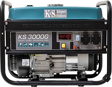 Könner & Söhnen KS 3000G - Hybrid Benzin-LPG 4-Takt Stromerzeuger, Kupfer Generatoren 3000 Watt, 16A, 230V, Generator für Kleinhaus, Garage oder Camping - 1