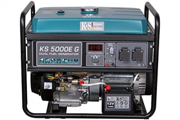 LPG/Benzin-Generator K&S Könner&Söhnen KS 5000E G der DUAL FUEL-Serie, notstromaggregat 4500 W, Hand-/Elektroanlass, 2x16A, 12 V, stromerzeuger mit (AVR), stromaggregat , Generator Kurzschlussschutz - 2