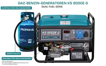 LPG/Benzin-Generator K&S Könner&Söhnen KS 9000E G der DUAL FUEL,notstromaggregat 6500 W,Hand-/Elektroanlass,1x16A, 1х32 (230 V),12V stromerzeuger mit (AVR),stromaggregat, Generator Kurzschlussschutz - 4