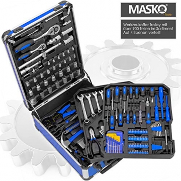 Masko® 969 tlg Werkzeugkoffer Werkzeugkasten Werkzeugkiste Werkzeug Trolley Profi 969 Teile Qualitätswerkzeug Blau - 2