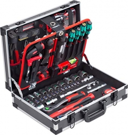 Meister Werkzeugkoffer 131-teilig - Mit Qualitätswerkzeug von Knipex & Wera - Stabiler Alu-Koffer / Profi Werkzeugkoffer befüllt / Werkzeugkiste / Werkzeugbox komplett mit Werkzeug / 8973750 - 1