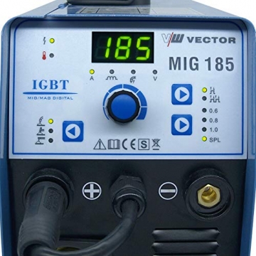 Mig Mag Schweissgerät - Fülldraht Schweißgerät - Schutzgasschweißgerät mit 185 Ampere & Elektrodenschweißfunktion mit 160 Amp | Auto Drahtvorschub - 2&4 Takt - Inverter - Set von Vector Welding - 4
