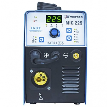 Mig Mag Schweissgerät - Fülldraht Schweißgerät - Schutzgasschweißgerät mit 225 Ampere & Elektrodenschweißfunktion mit 170 Am | Auto. Drahtvorschub - 2&4 Takt - Inverter - Set von Vector Welding - 5