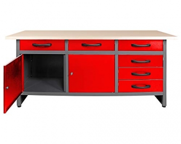 Ondis24 Werkbank rot Werktisch Packtisch 6 Schubladen Werkstatteinrichtung 160 x 60 cm Arbeitshöhe 85 cm - 2