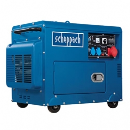 Scheppach Diesel Stromerzeuger | Elektrostart | 7,7PS | 5000W | 2x 230V, 1x 400V Steckdose | 16L Tank | AVR System | Stromgenerator SG5200D inkl. Fahrvorrichtung - 1