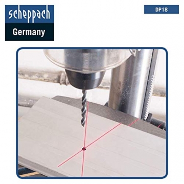 Scheppach Profi Säulenbohrmaschine DP18 (550 W, Gusseisen-Konstruktion, stufenlose Drehzahlregulierung, Bohrfutter 16mm, Laser, LED) - 4