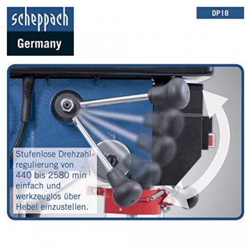 Scheppach Profi Säulenbohrmaschine DP18 (550 W, Gusseisen-Konstruktion, stufenlose Drehzahlregulierung, Bohrfutter 16mm, Laser, LED) - 6