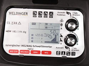 WELDINGER MIG/MAG-Schweißinverter MEW 185 SYN dig pro (Schutzgas Schweißgerät) 5 Jahre Garantie - 5