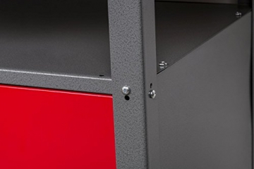 Werkbank aus Metall mit 30 mm Sperrholzplatte, verschließbaren Türen und Schublade, Maße (BxTxH): 120 x 85 x 60 cm - 5