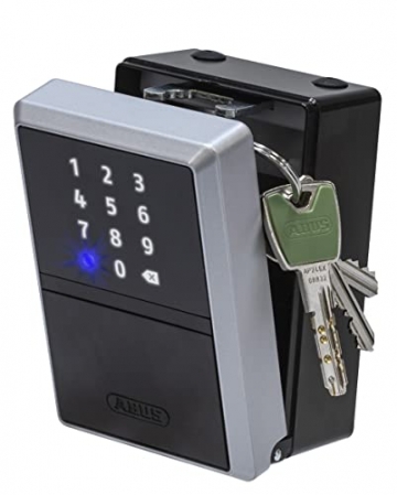 ABUS Schlüsseltresor Smart KeyGarage - per App mit dem Smartphone oder per Zahlencode bedienbar - Bluetooth Schlüsselsafe für 20 Schlüssel - zur Wandmontage, Schwarz, 63824, Schwarz, Silber - 3