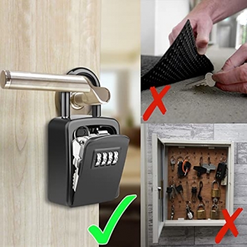 Diyife Schlüsseltresor mit Bügel, [Neueste] Wasserdichter Schlüsselkasten Schlüsselbox für den Außenbereich, Kombination Schlüsselsafe für Zuhause, Garage, Schule - 2