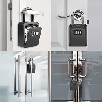 Diyife Schlüsseltresor mit Bügel, [Neueste] Wasserdichter Schlüsselkasten Schlüsselbox für den Außenbereich, Kombination Schlüsselsafe für Zuhause, Garage, Schule - 7
