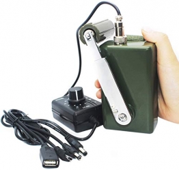Handkurbelgenerator 30W 0-28V Tragbarer Dynamo Wasserdichtes Ladegerät Militär für das Aufladen von Mobiltelefonen im Freien mit USB-Stecker(Grün mit DC Regler + LED Display) - 1