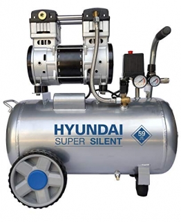 HYUNDAI Silent Kompressor SAC55753 (Druckluftkompressor, ÖLFREI, Flüsterkompressor mit 59 dB(A), 50 l Druckbehälter, 8 bar, 1.5 kW (2.0 PS), Öl-/Wasserabscheider, Ansaugleistung 232 L/Min) - 1