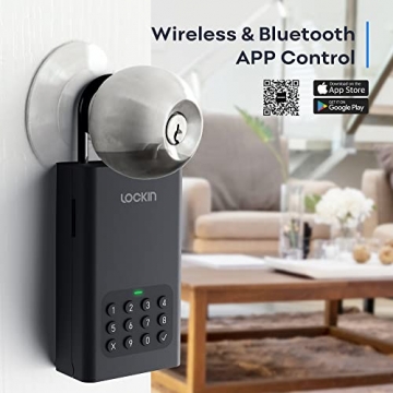 Lockin Smart Schlüsseltresor L1, Bluetooth Schlüsselsafe für den Außenbereich, Wandmontage, Türaufhängung, App-Steuerung, Fernzugriff, PIN-Code für Airbnb-Gastgeber, Makler, Autoschlüssel - 2