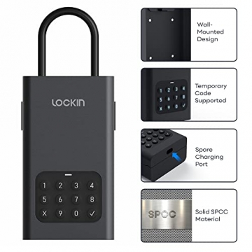 Lockin Smart Schlüsseltresor L1, Bluetooth Schlüsselsafe für den Außenbereich, Wandmontage, Türaufhängung, App-Steuerung, Fernzugriff, PIN-Code für Airbnb-Gastgeber, Makler, Autoschlüssel - 7