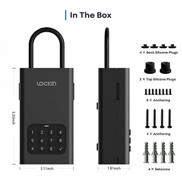 Lockin Smart Schlüsseltresor L1, Bluetooth Schlüsselsafe für den Außenbereich, Wandmontage, Türaufhängung, App-Steuerung, Fernzugriff, PIN-Code für Airbnb-Gastgeber, Makler, Autoschlüssel - 8