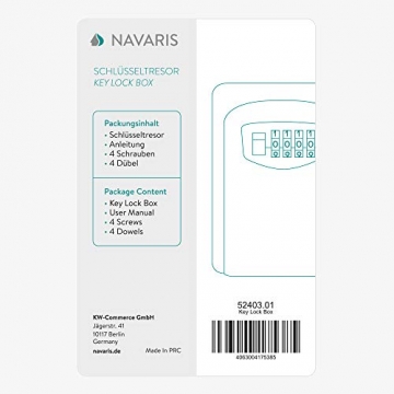 Navaris Schlüsseltresor Box mit 4-stelligem Zahlencode - 12 x 8,5 x 4cm - für Schlüssel und Visitenkarten - wetterfest - Schlüsselbox Tresor - 7