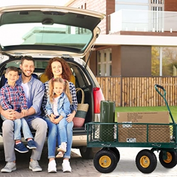 Relaxdays Handwagen, praktischer Bollerwagen für den Garten, mit Luftbereifung, klappbare Seitenteile, bis 250 kg, grün 10036180 - 5