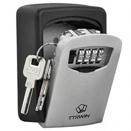 TTRWIN Schlüsselbox Schlüsselsafe Schlüsseltresor, mit 4-stelligem Hochcodeschloss Große Schlüsselbox, Zinklegierung wasserdicht und rostfrei, Wandschlüsselbox für den Innen- und Außenbereich - 1