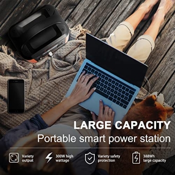 YOSE POWER Portable Power Station 388Wh/300W mit DC/AC Wechselrichter, 108000mAh Backup Lithium Batterie Solargenerator für Outdoor Picknick Angeln Reise Party Camping - 6