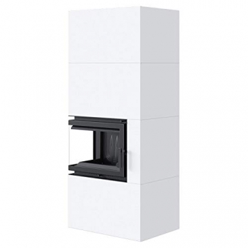 Kratki Home Simple Box Kamin-Ofen Stahl-Verkleidung weiß 2-Seitig Türanschlag links Fertig-Bausatz 8kw Bauart 2 200mm Agbasstutzen-Durchmesser BImSchV 2 - 3